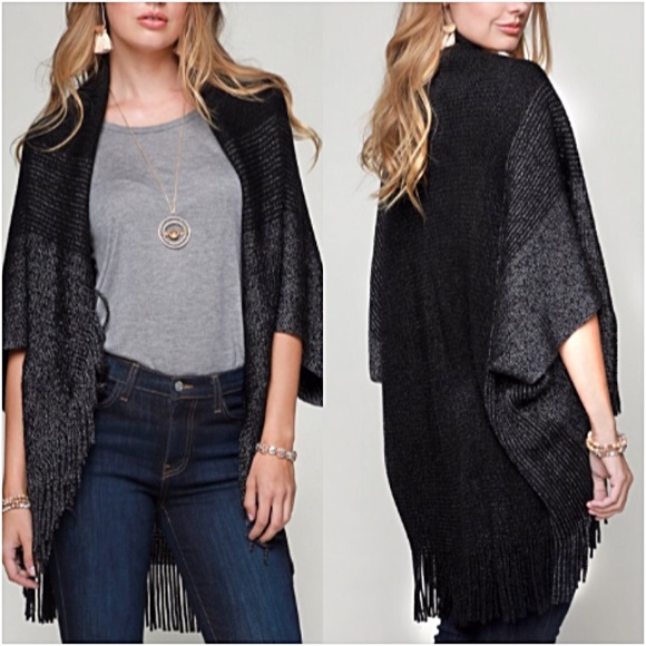 Sassy Fringe Sweater Cardi Shrug Wrap O/S - Picture 5 of 7